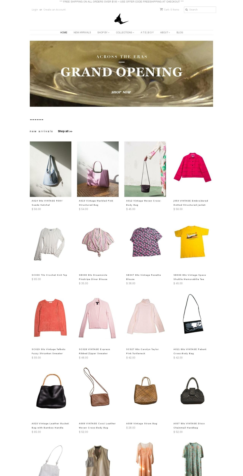 acrosstheeras.com — Shopify storefront screenshot