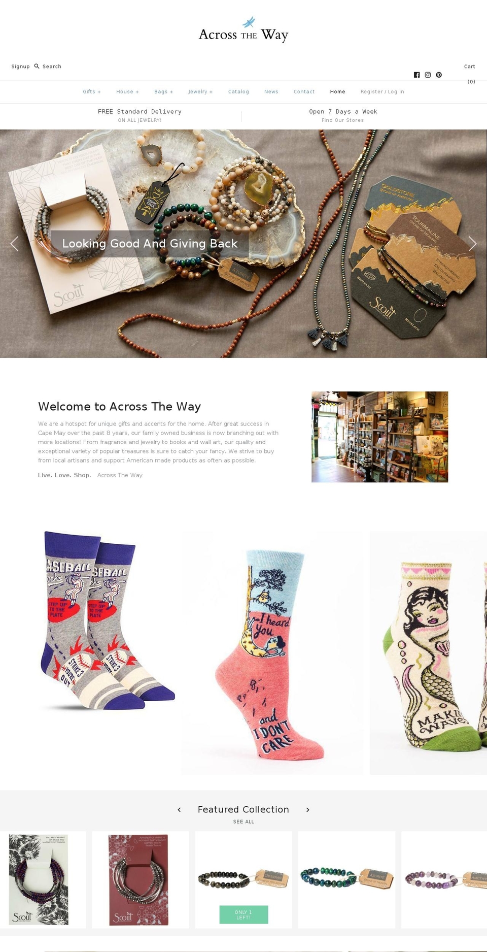 acrossthewayshop.com — Shopify storefront screenshot