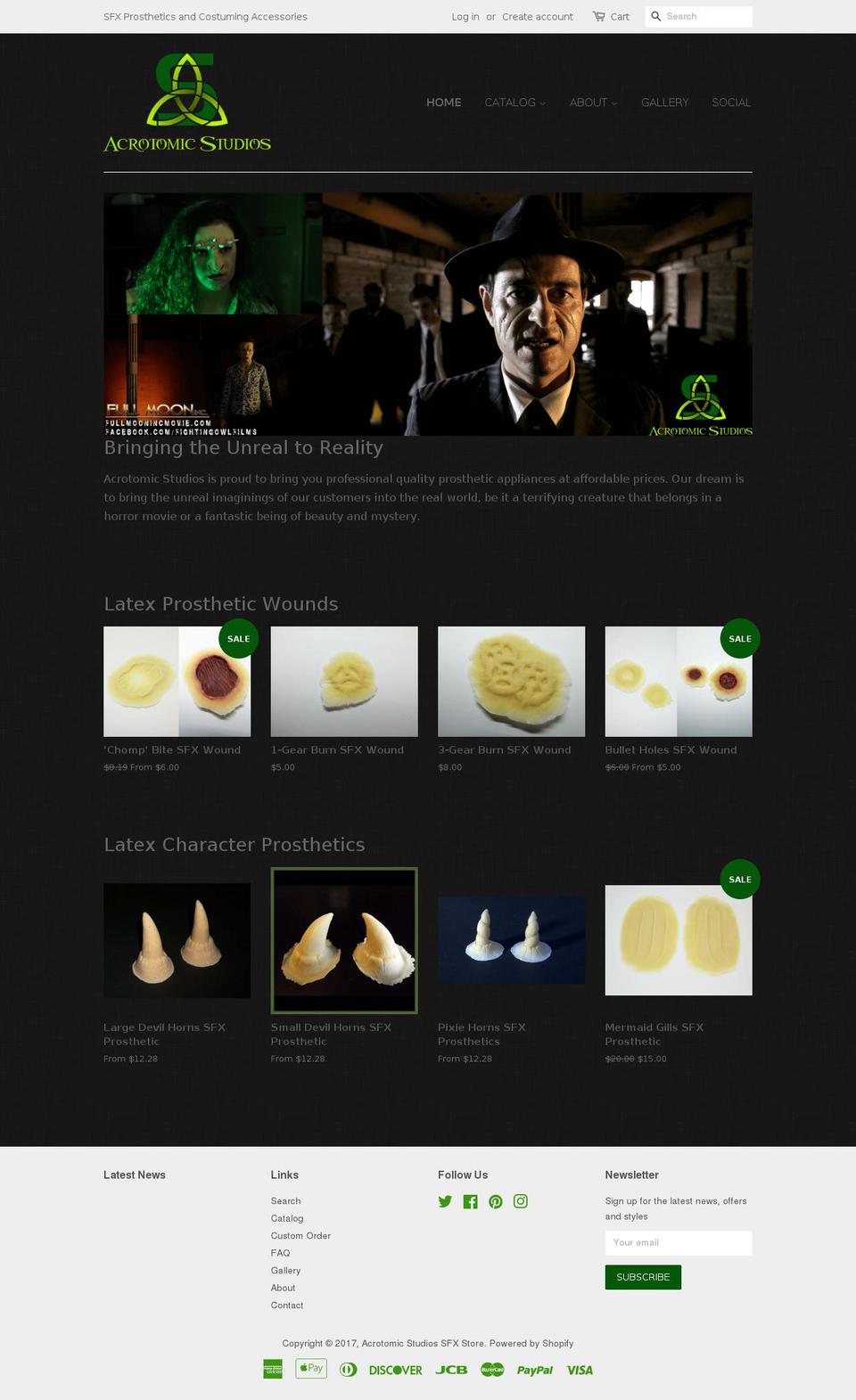 acrotomicstudios.com shopify website screenshot