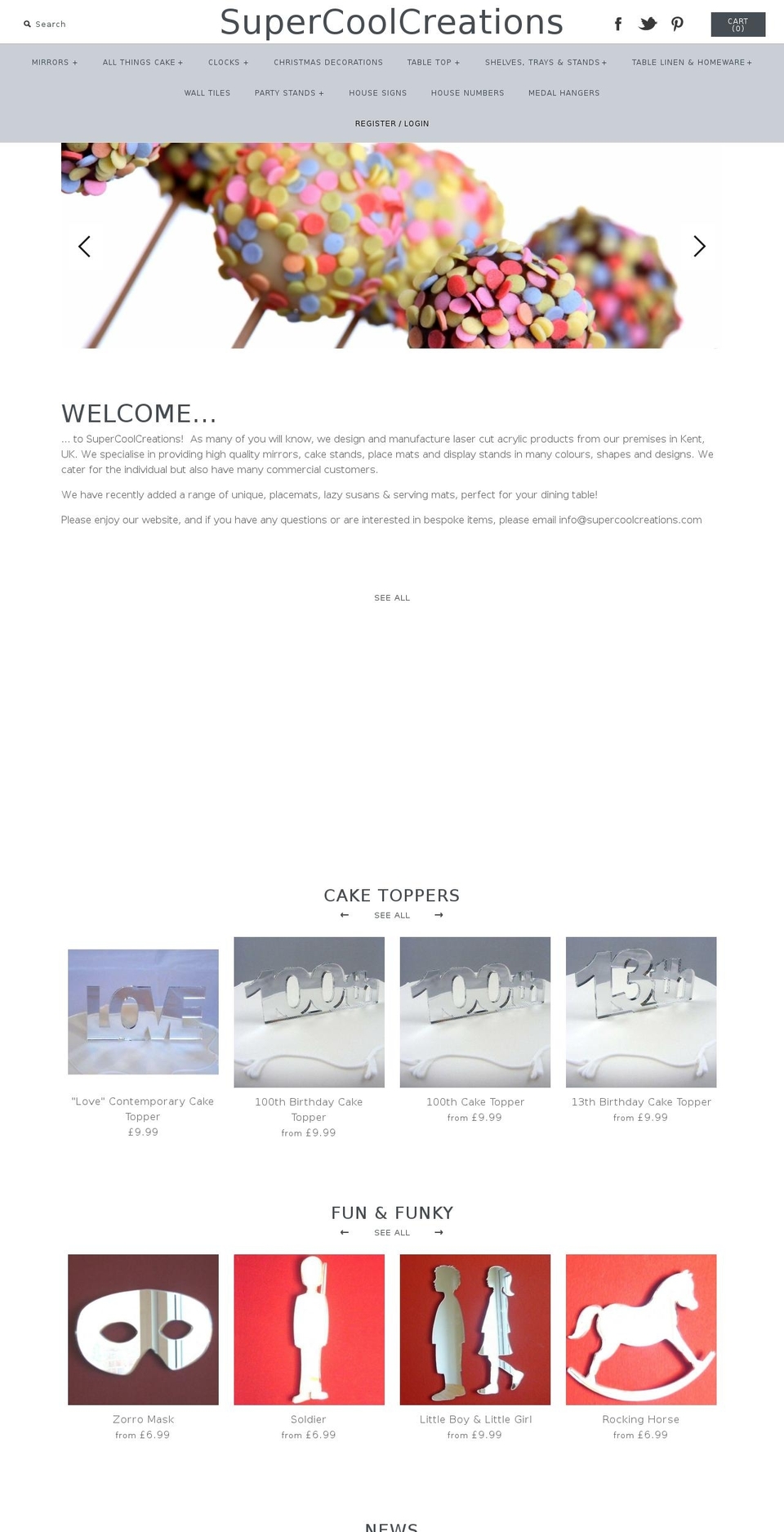 acryliccoolcreations.com — Shopify storefront screenshot