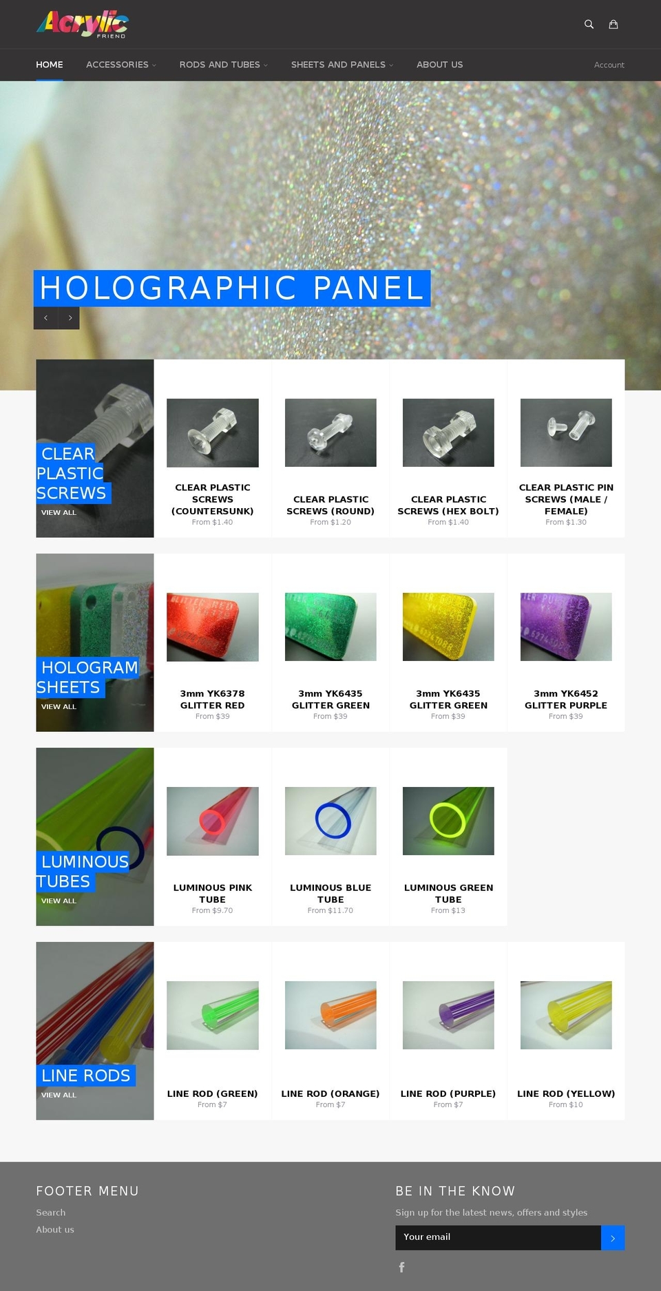 acrylicfriend.com shopify website screenshot