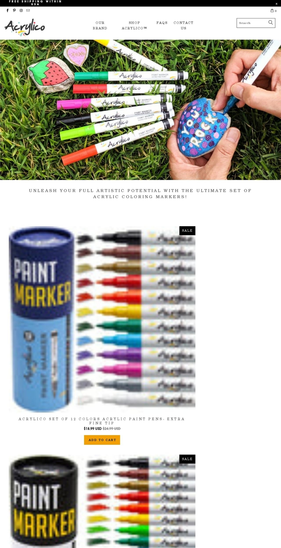 acrylico-markers.com shopify website screenshot