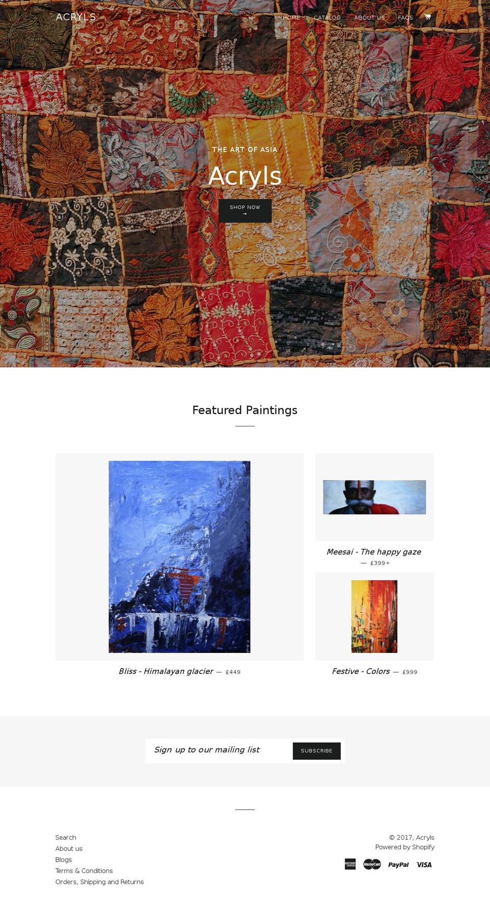 acryls.com shopify website screenshot