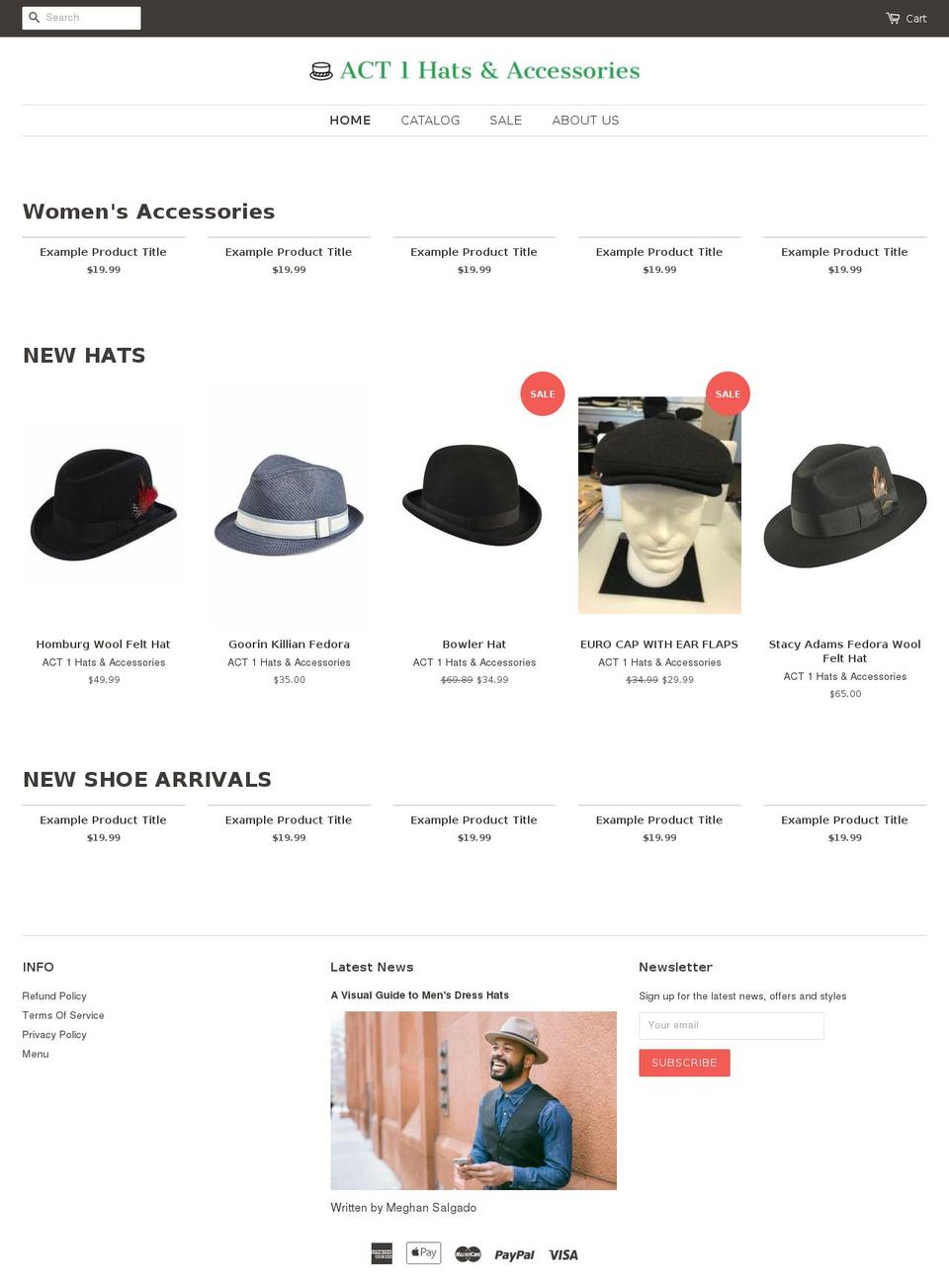 act1hatsandaccessories.com — Shopify storefront screenshot