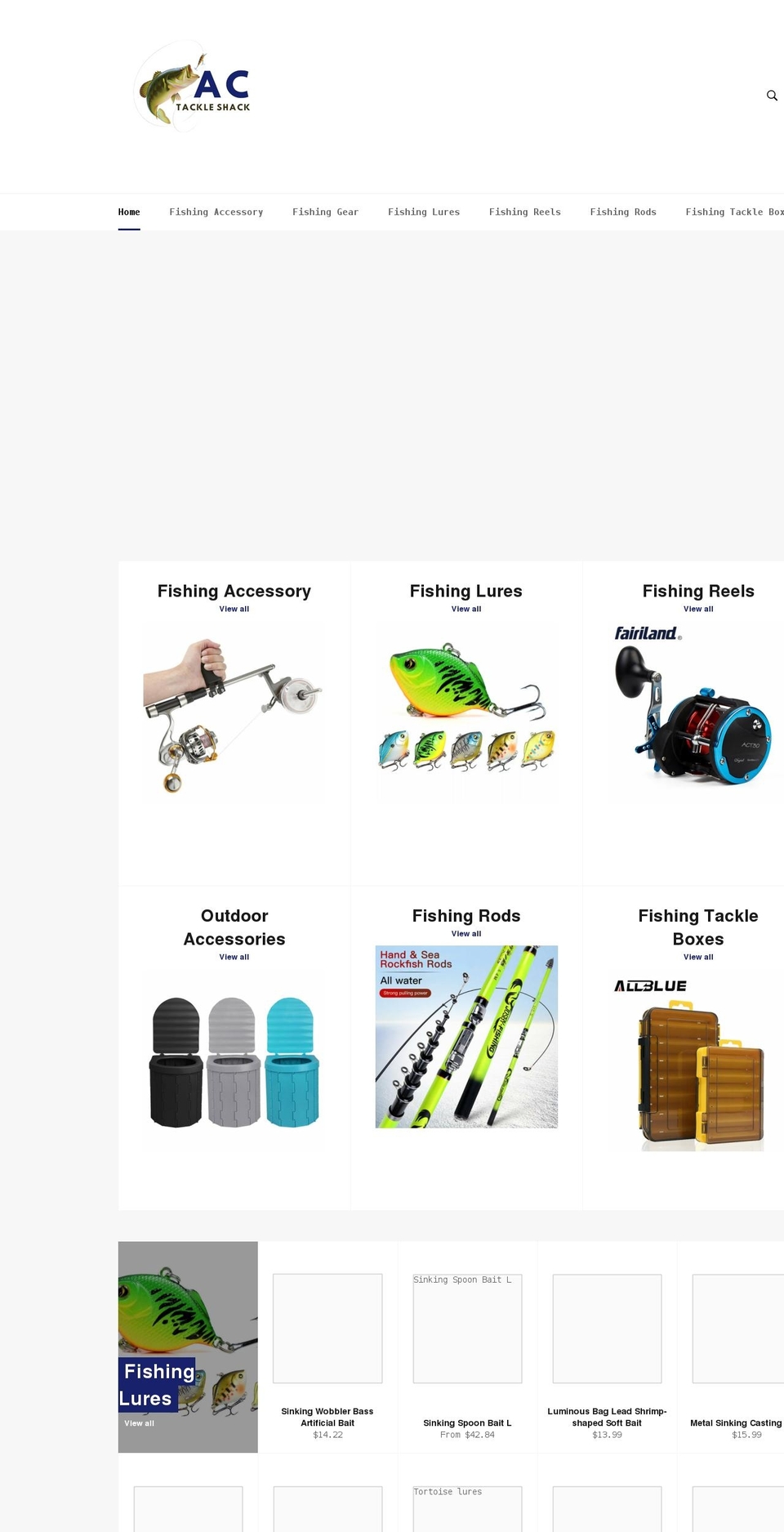 actackleshack.com shopify website screenshot