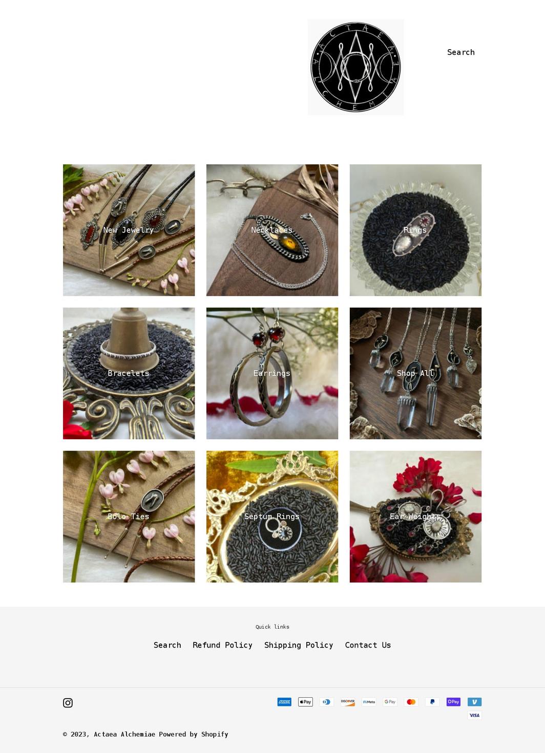 actaeaalchemiae.com shopify website screenshot
