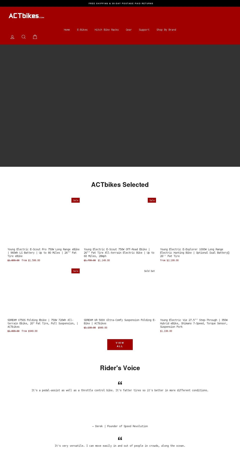 actbikes.com shopify website screenshot