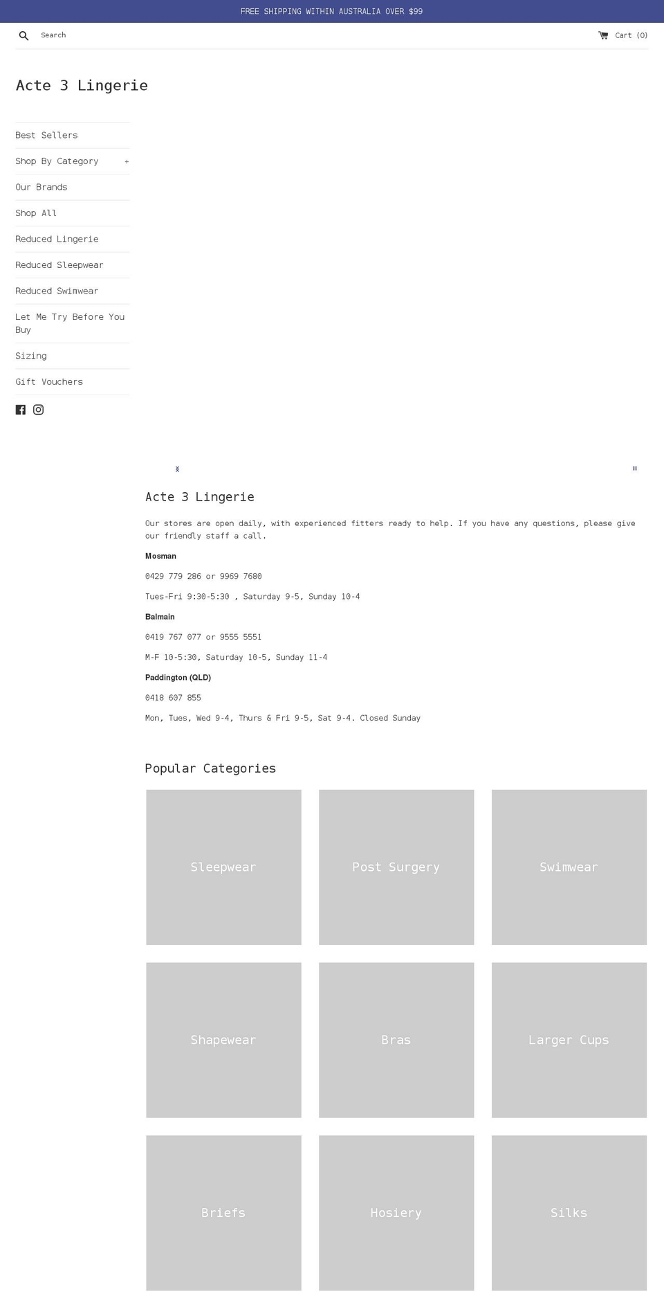 acte3.com.au shopify website screenshot