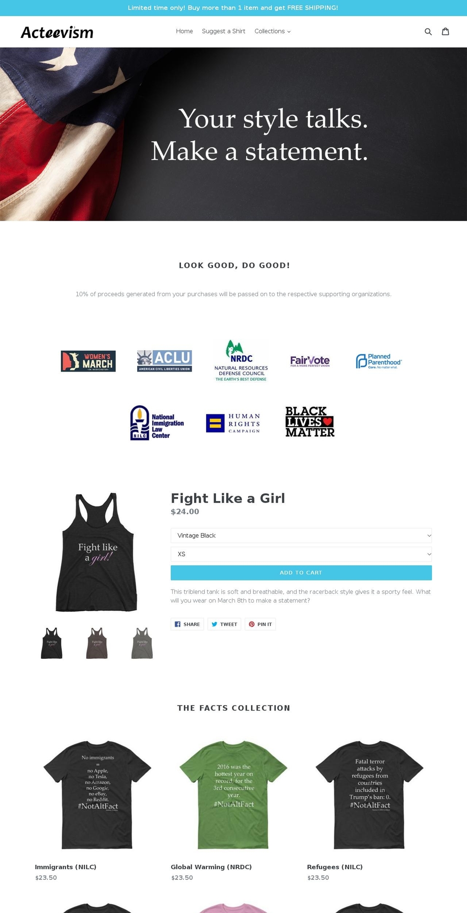 acteevism.com shopify website screenshot