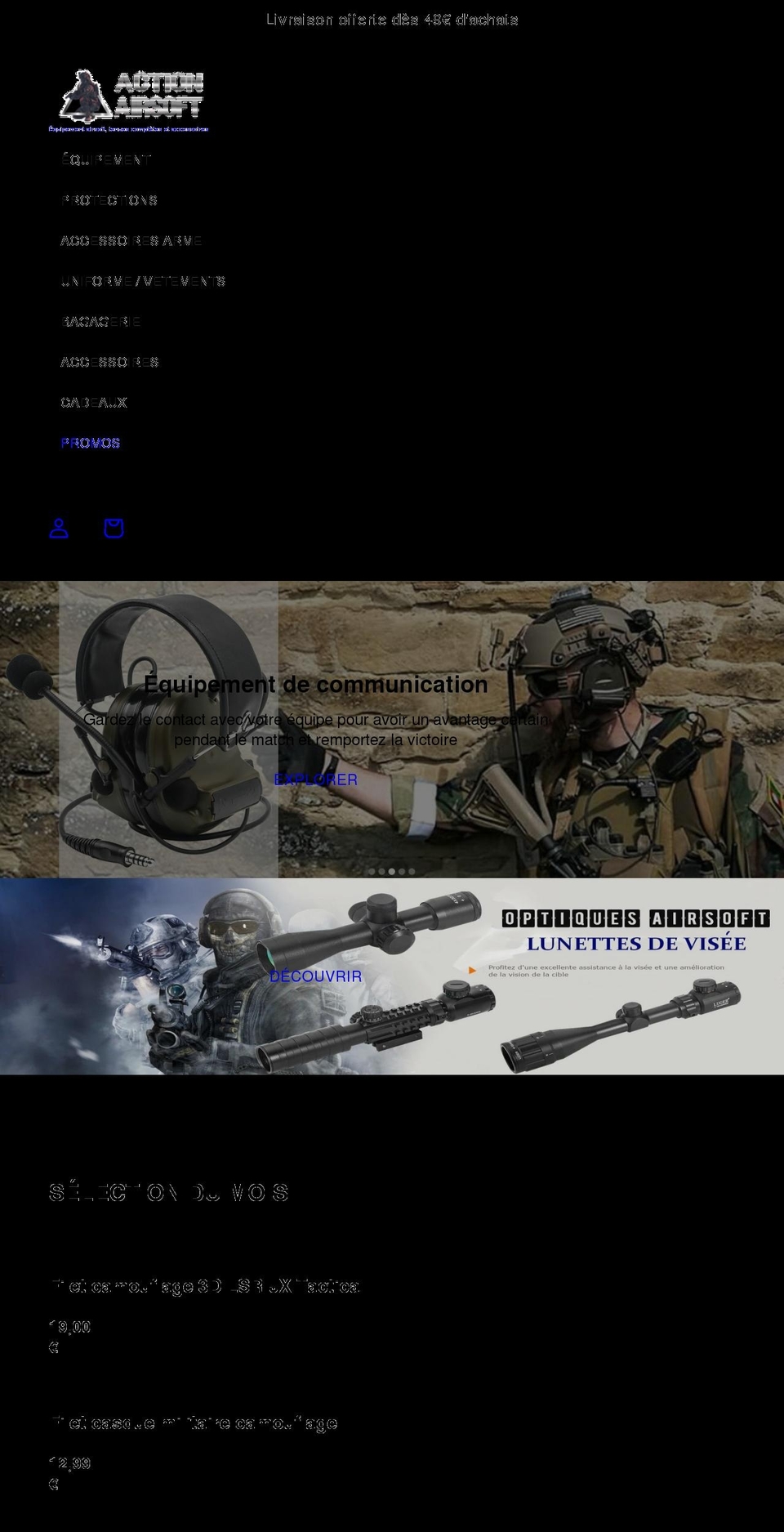 action-airsoft.com shopify website screenshot