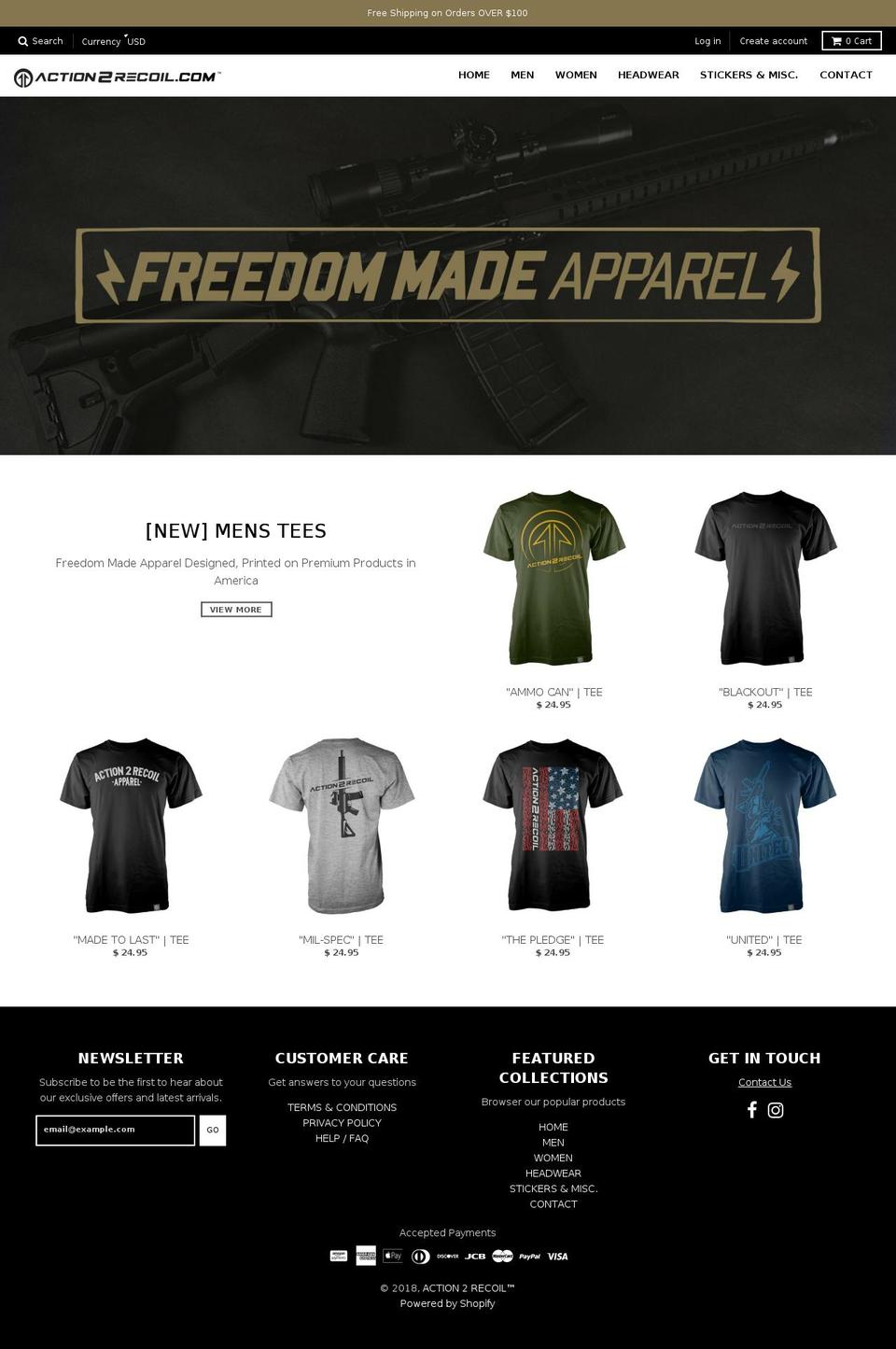 action2recoil.com — Shopify storefront screenshot