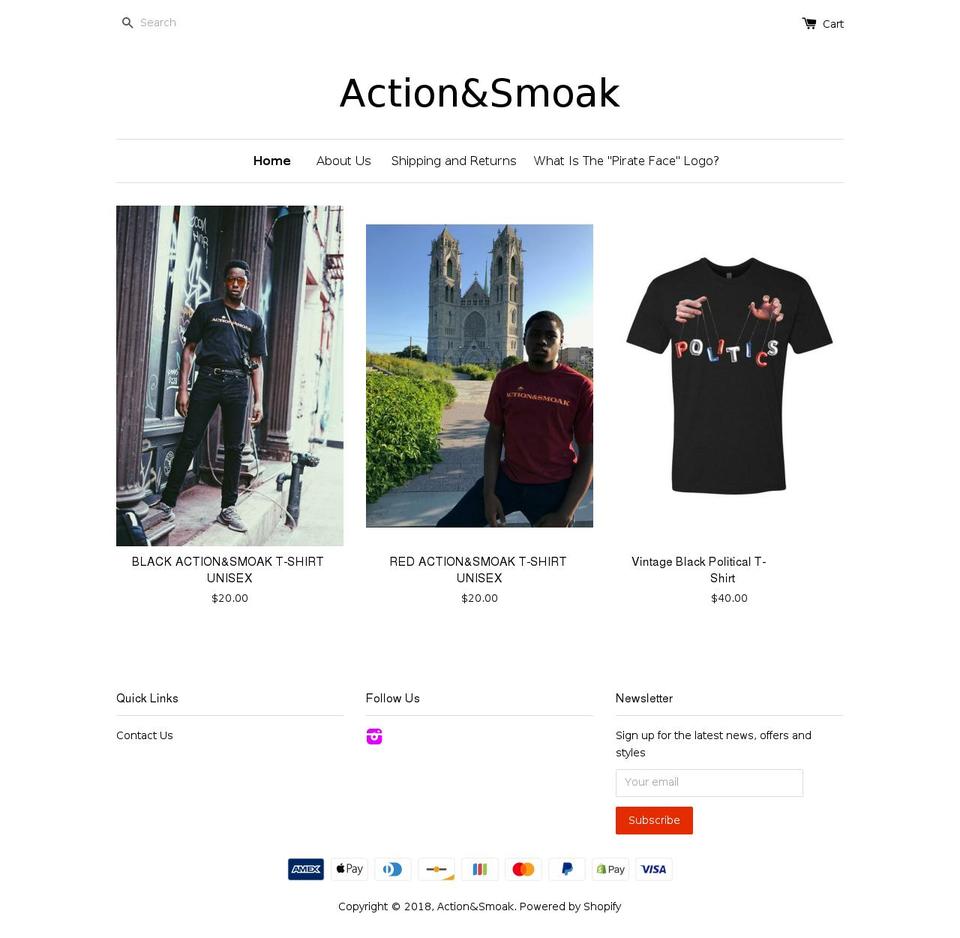 actionandsmoak.com shopify website screenshot