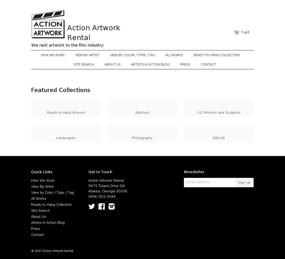 actionartworkrental.com shopify website screenshot