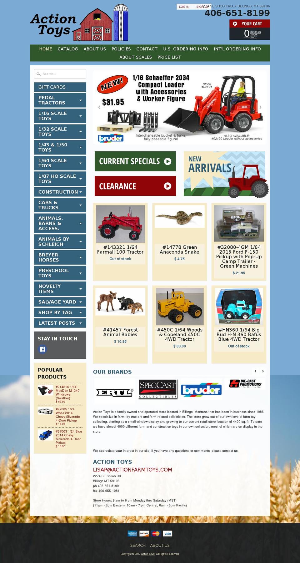 Sunrise Shopify theme site example actionfarmtoys.com