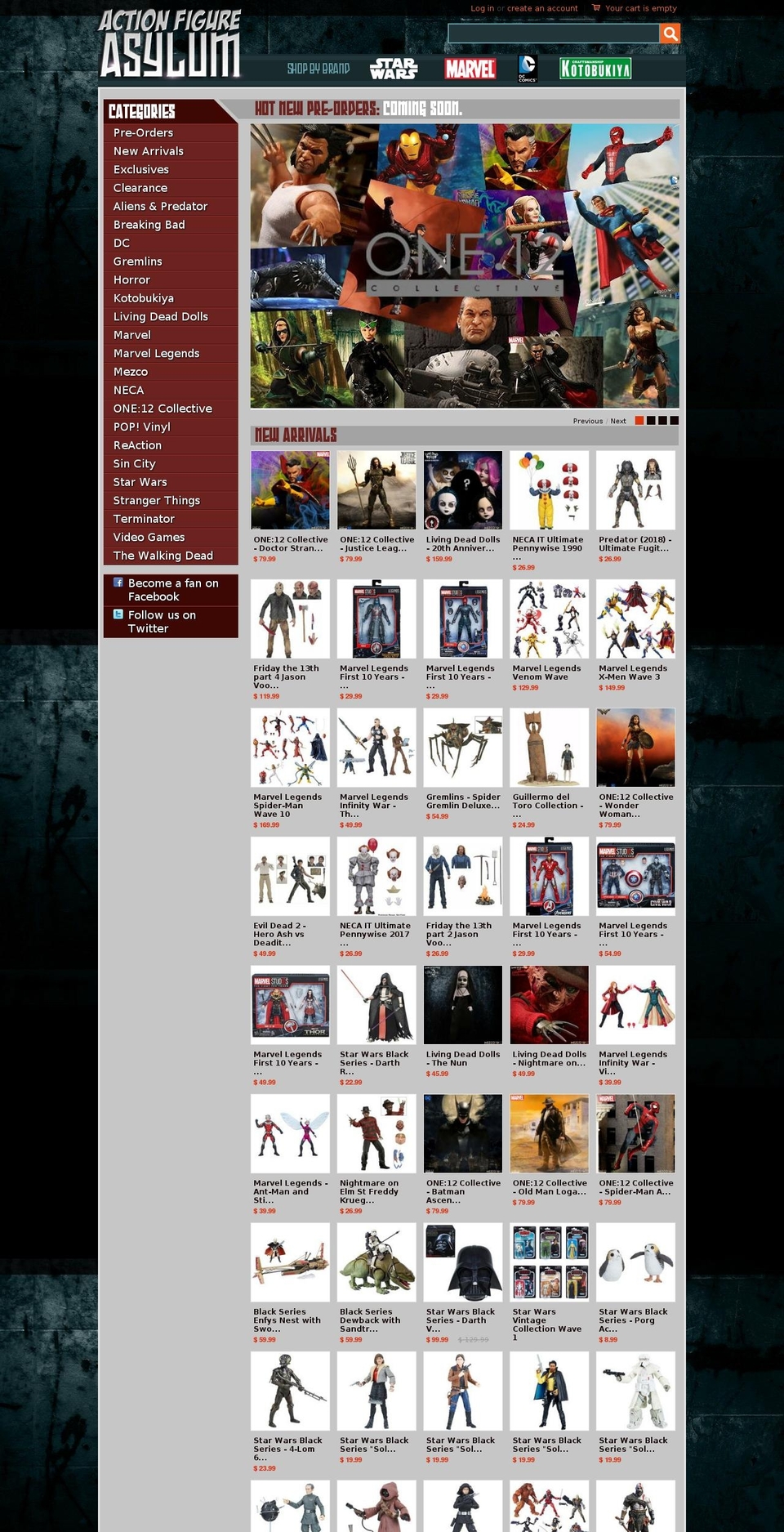 actionfigureasylum.com — Shopify storefront screenshot