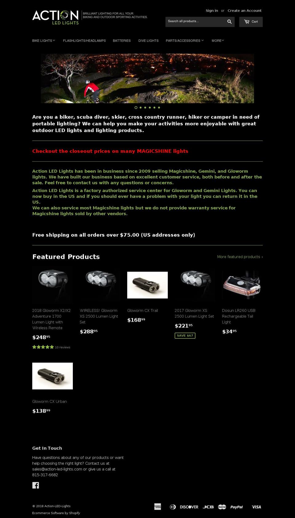 actionledlights.com — Shopify storefront screenshot