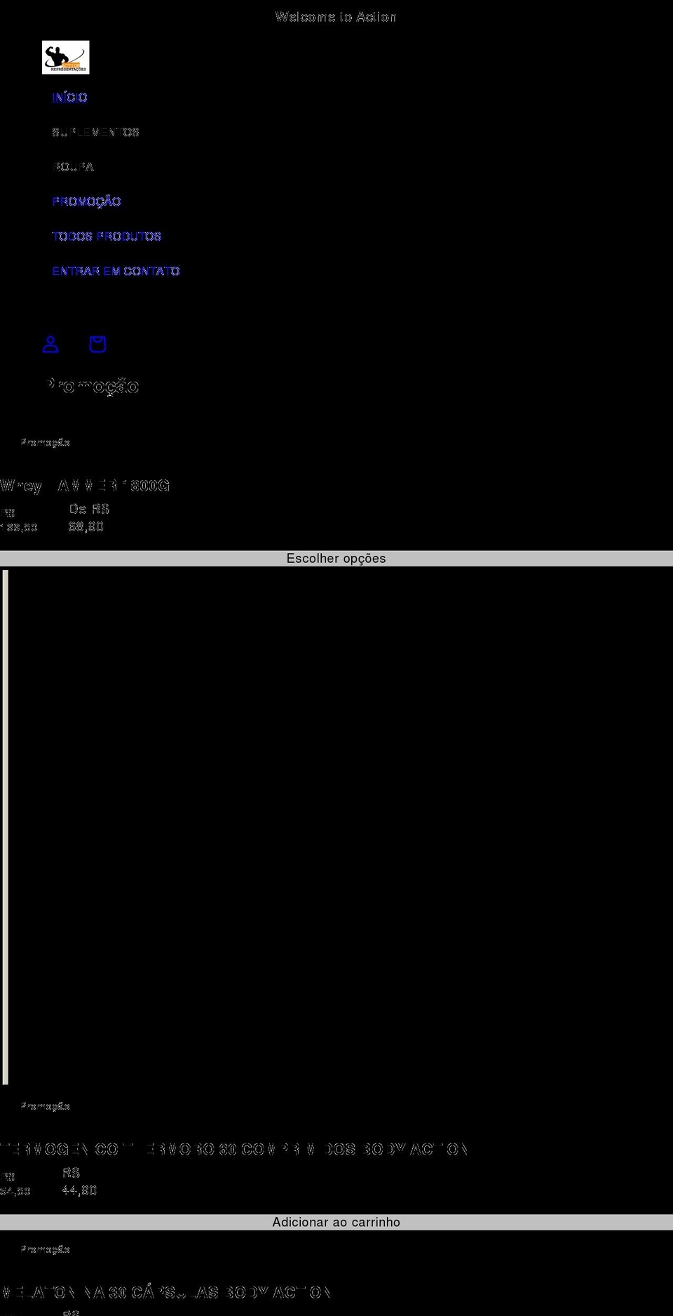 actionrepresentacoes.com shopify website screenshot