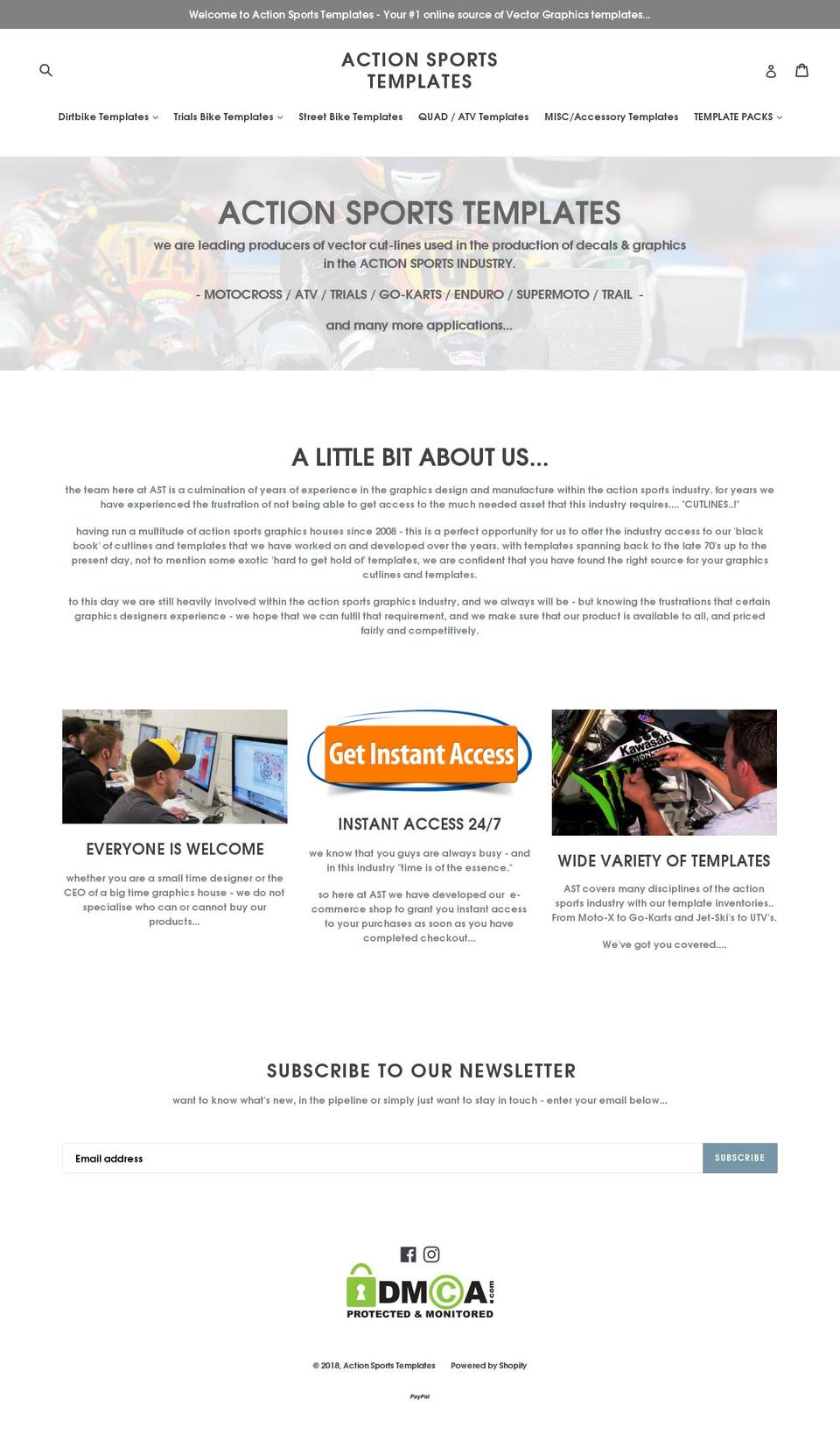 actionsports-templates.com — Shopify storefront screenshot