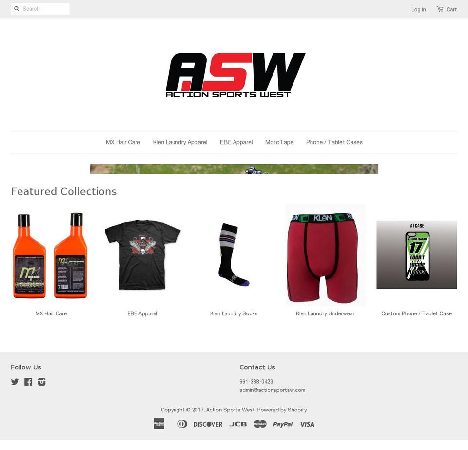 actionsportsw.com shopify website screenshot