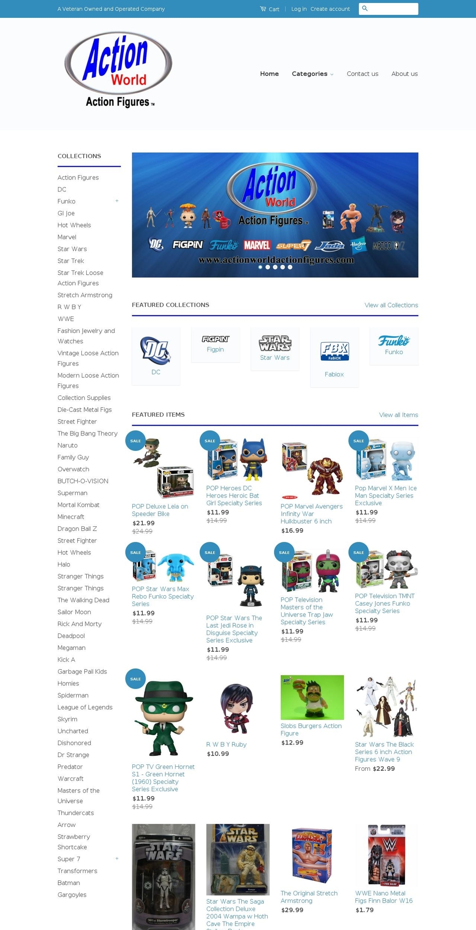 actionworldactionfigures.com shopify website screenshot