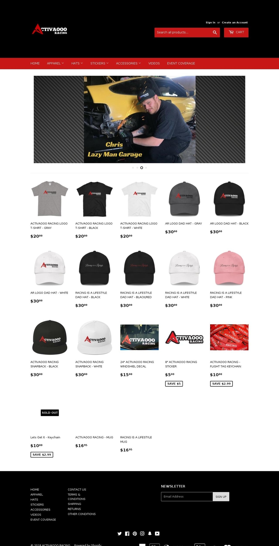activaoooracing.com — Shopify storefront screenshot