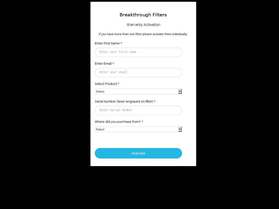 activatefilter.com — Shopify storefront screenshot