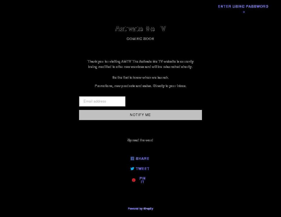 activatemetv.myshopify.com shopify website screenshot