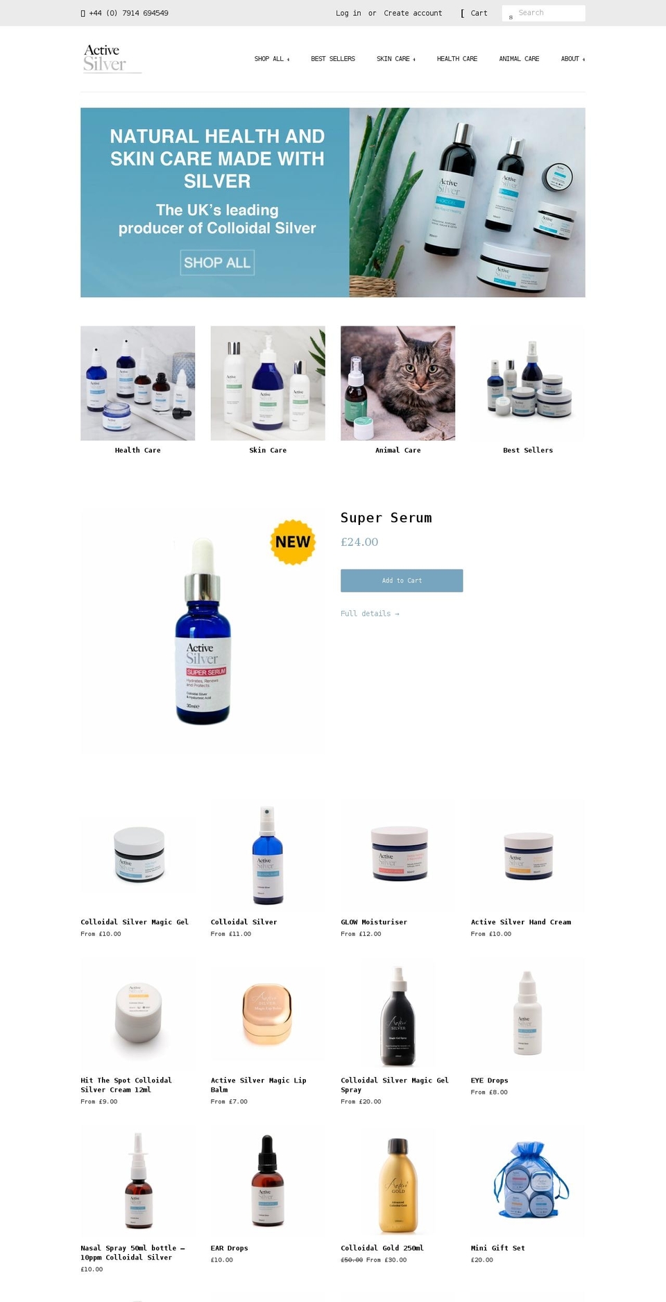 active-silver.co.uk shopify website screenshot