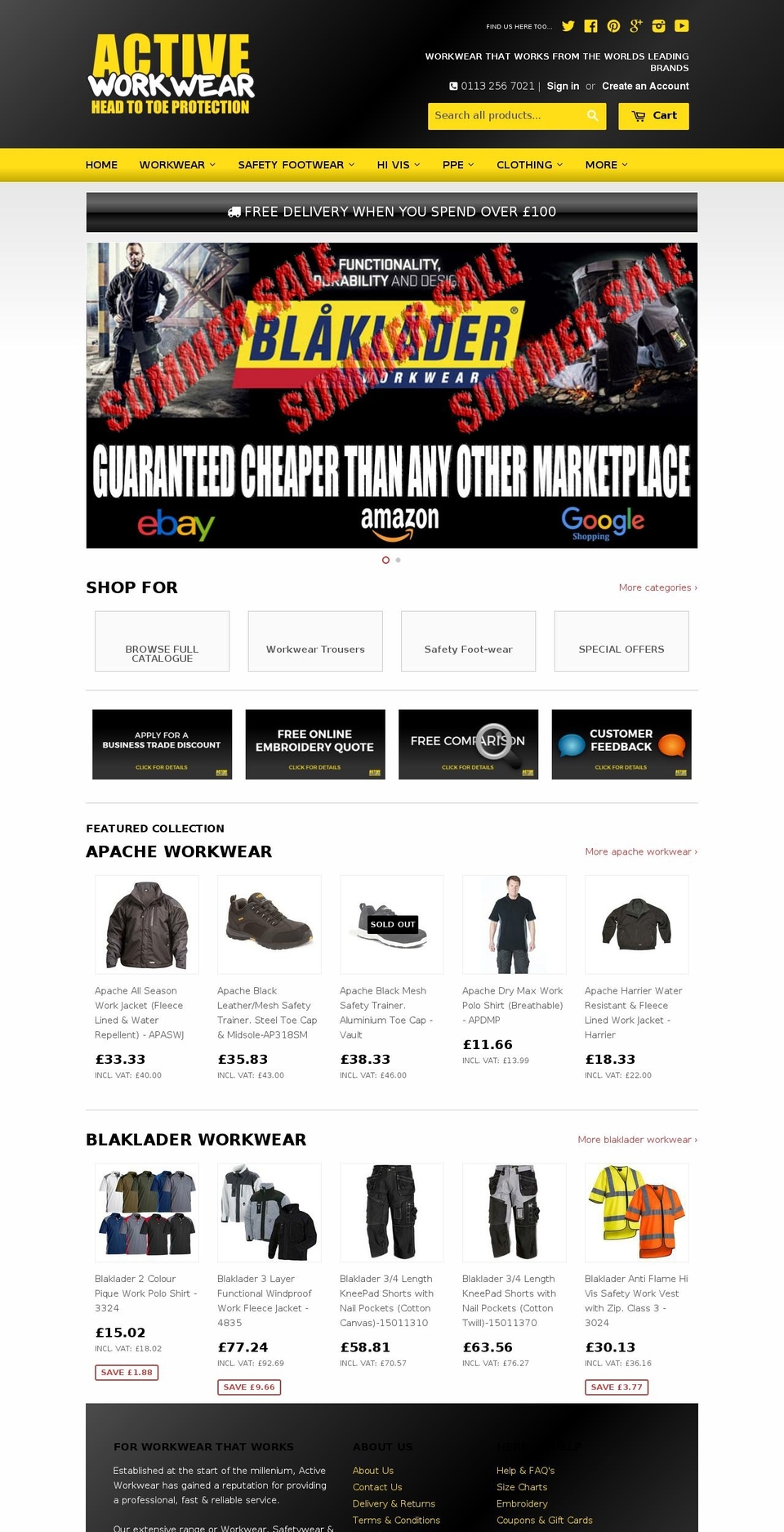 active-workwear.co.uk shopify website screenshot