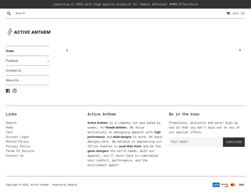 activeanthem.com shopify website screenshot