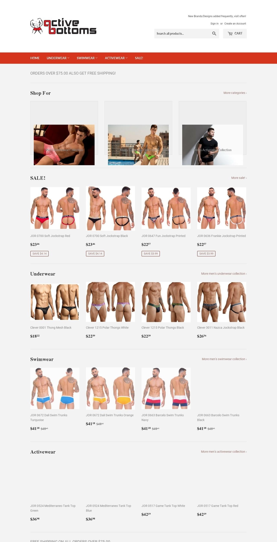 activebottoms.net shopify website screenshot