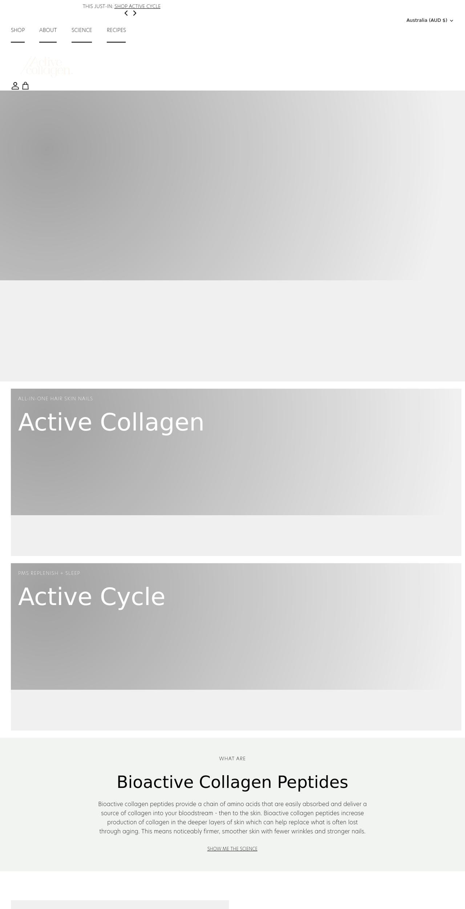 activecollagen.com shopify website screenshot