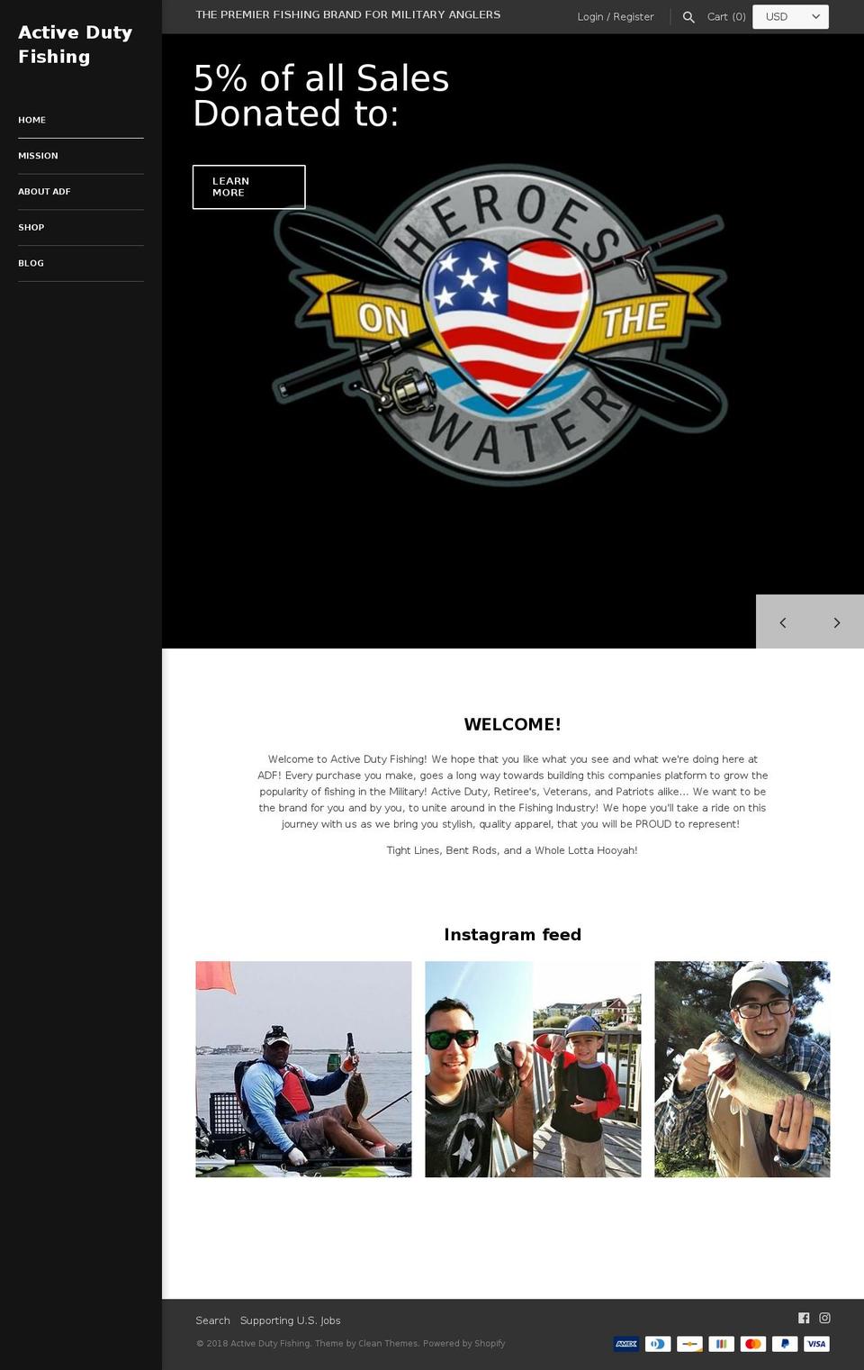 activedutyfishing.com — Shopify storefront screenshot
