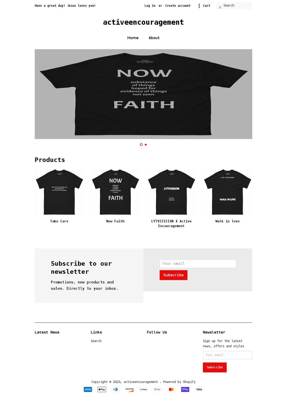 activeencouragement.com shopify website screenshot