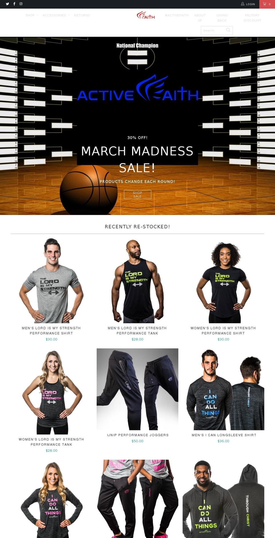 activefaithsports.com shopify website screenshot