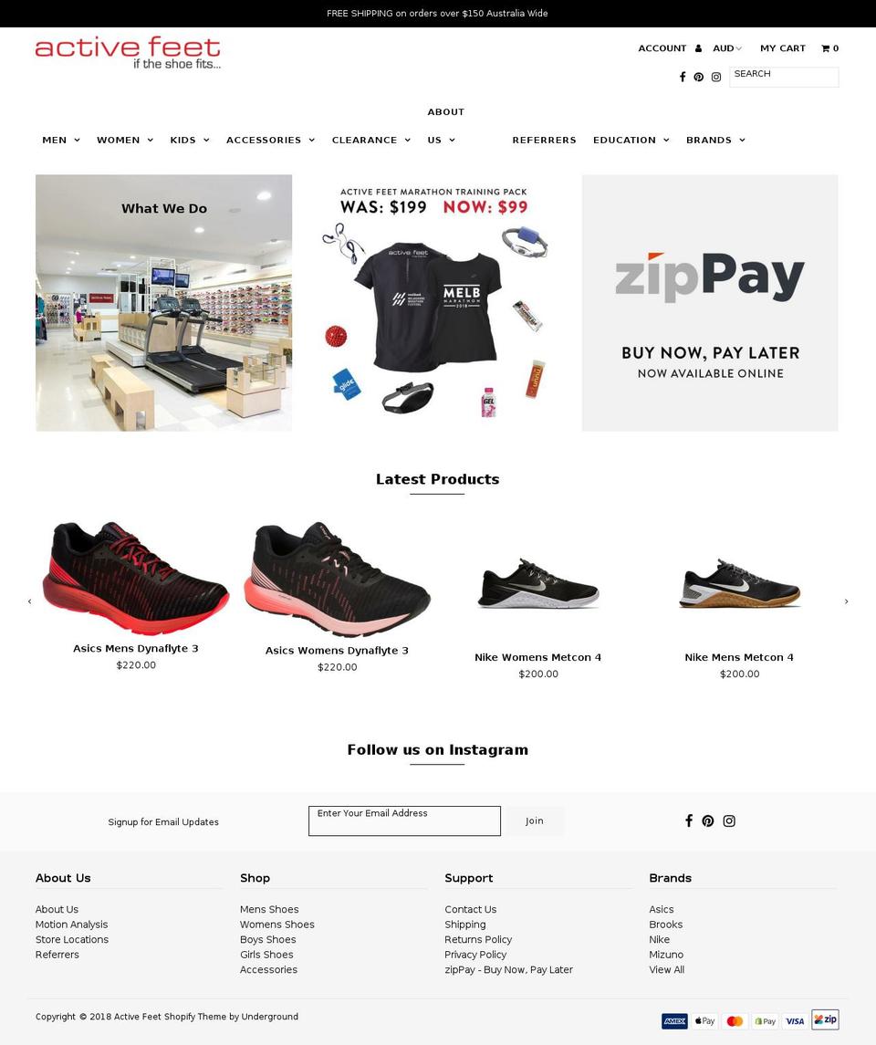 activefeet.com.au shopify website screenshot