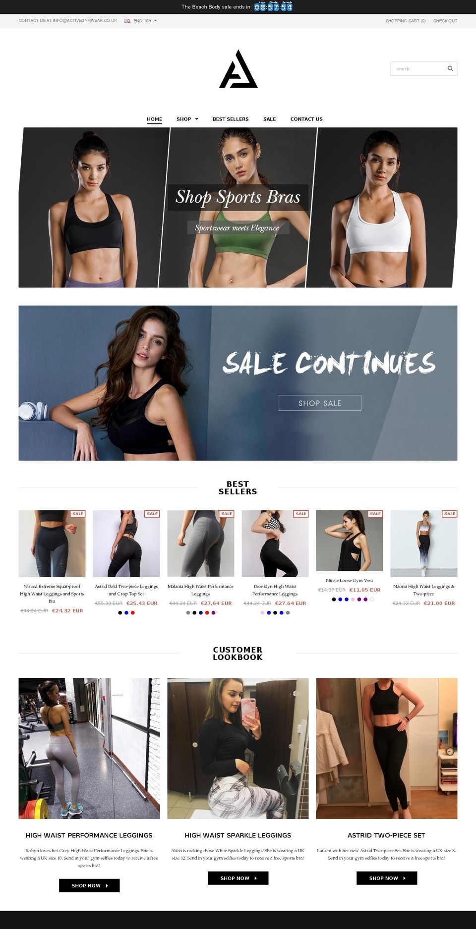 activegymwear.co.uk shopify website screenshot