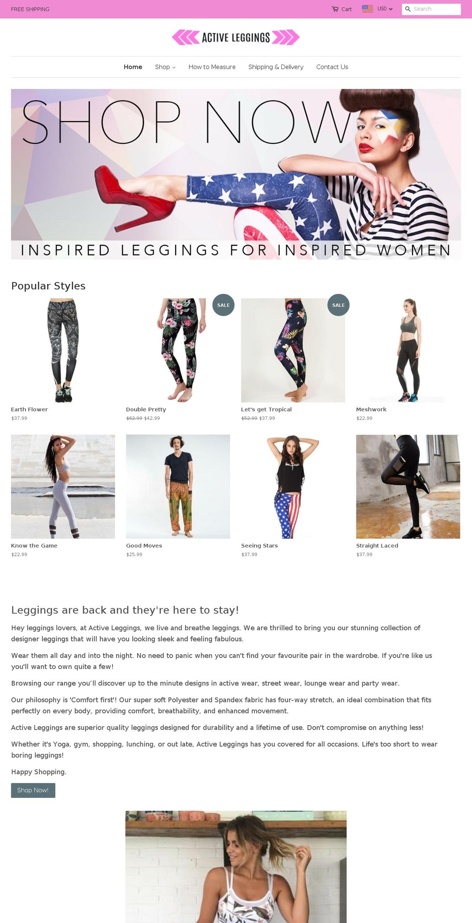 activeleggings.com — Shopify storefront screenshot