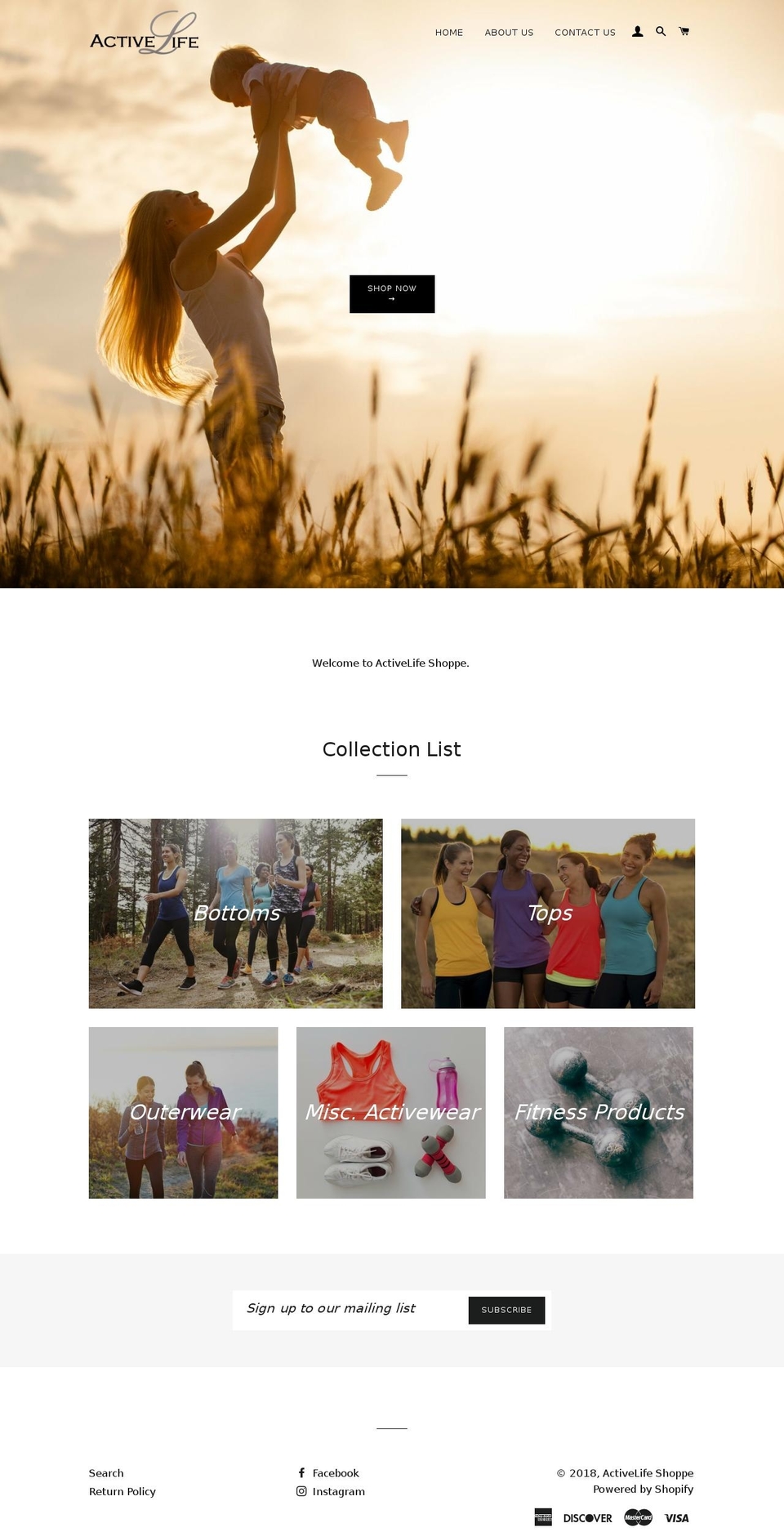 activelifeshoppe.com — Shopify storefront screenshot
