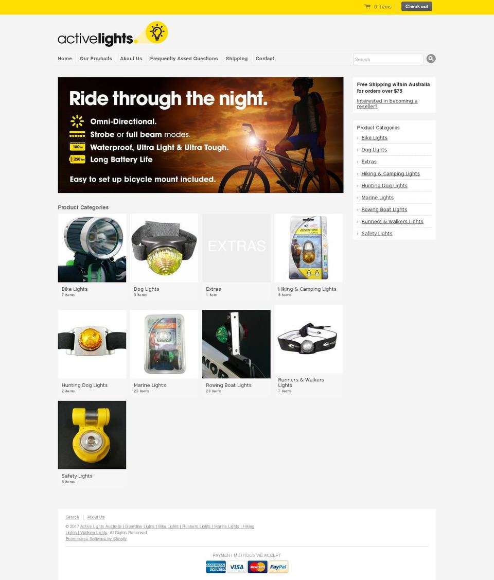 activelights.com.au shopify website screenshot