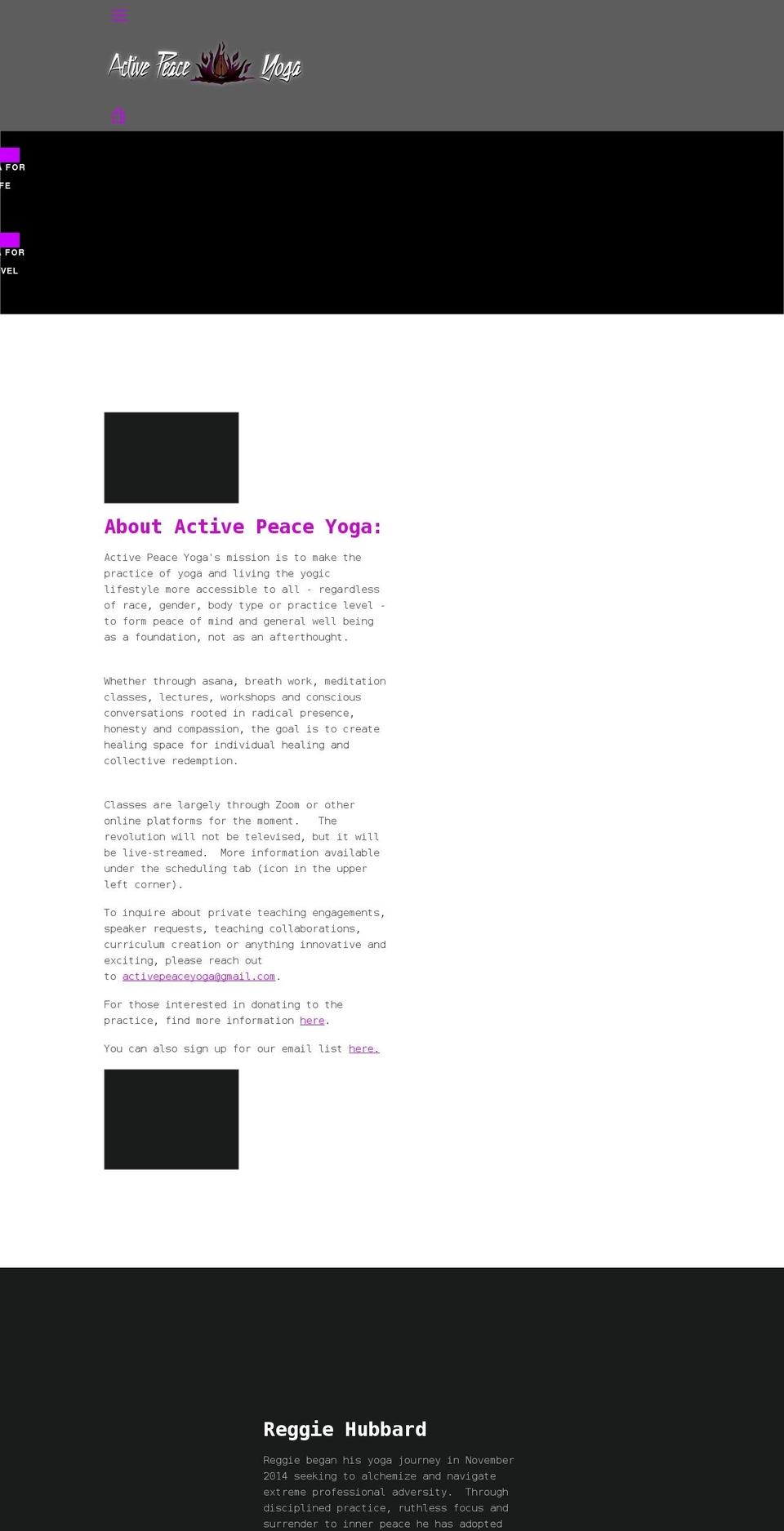 activepeaceyoga.com shopify website screenshot