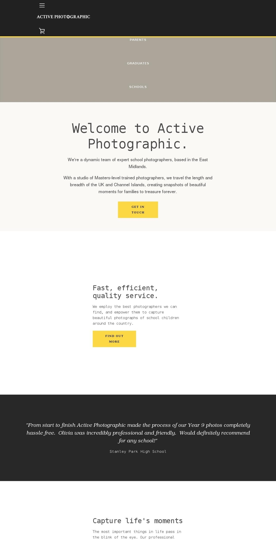 activephotographic.co.uk shopify website screenshot