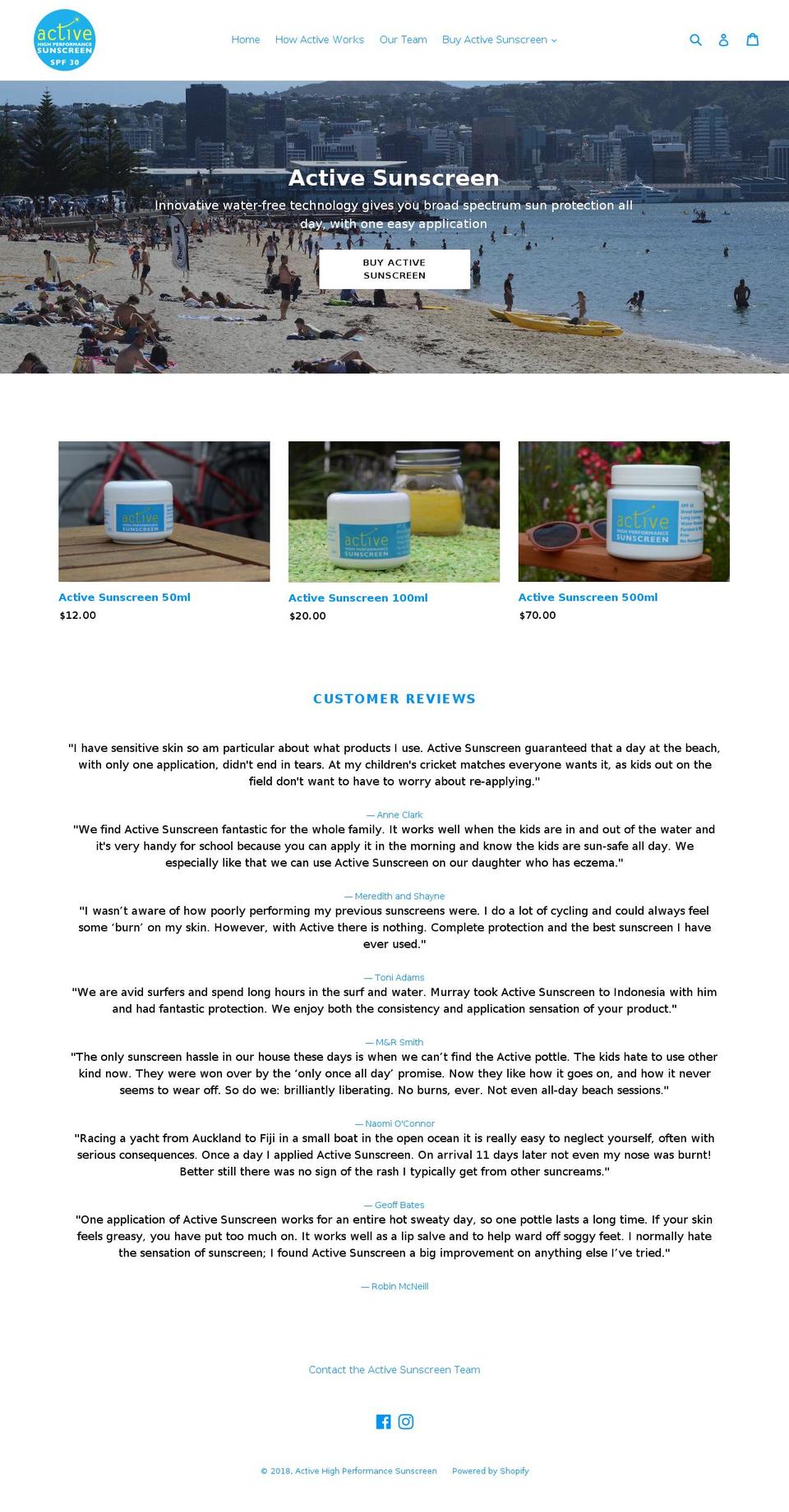activesunscreen.com — Shopify storefront screenshot