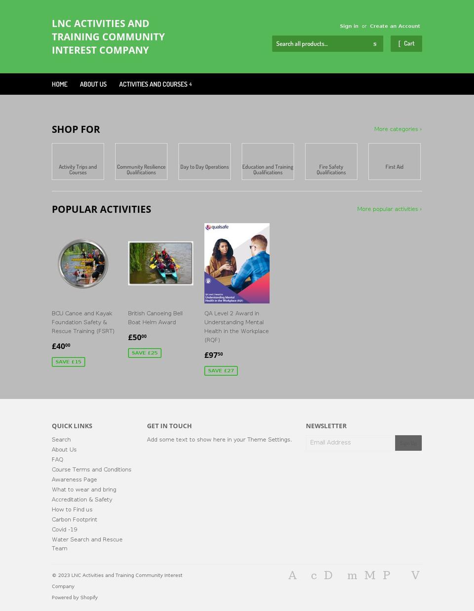 activitytraining.org.uk shopify website screenshot