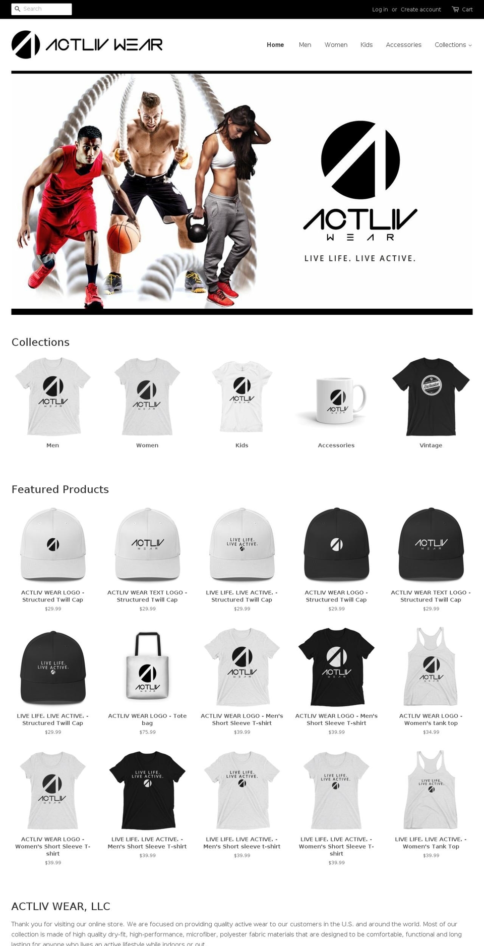 actlivwear.com — Shopify storefront screenshot