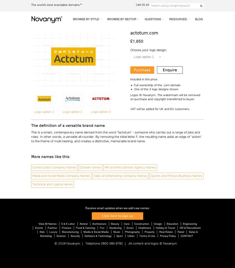 actotum.com shopify website screenshot