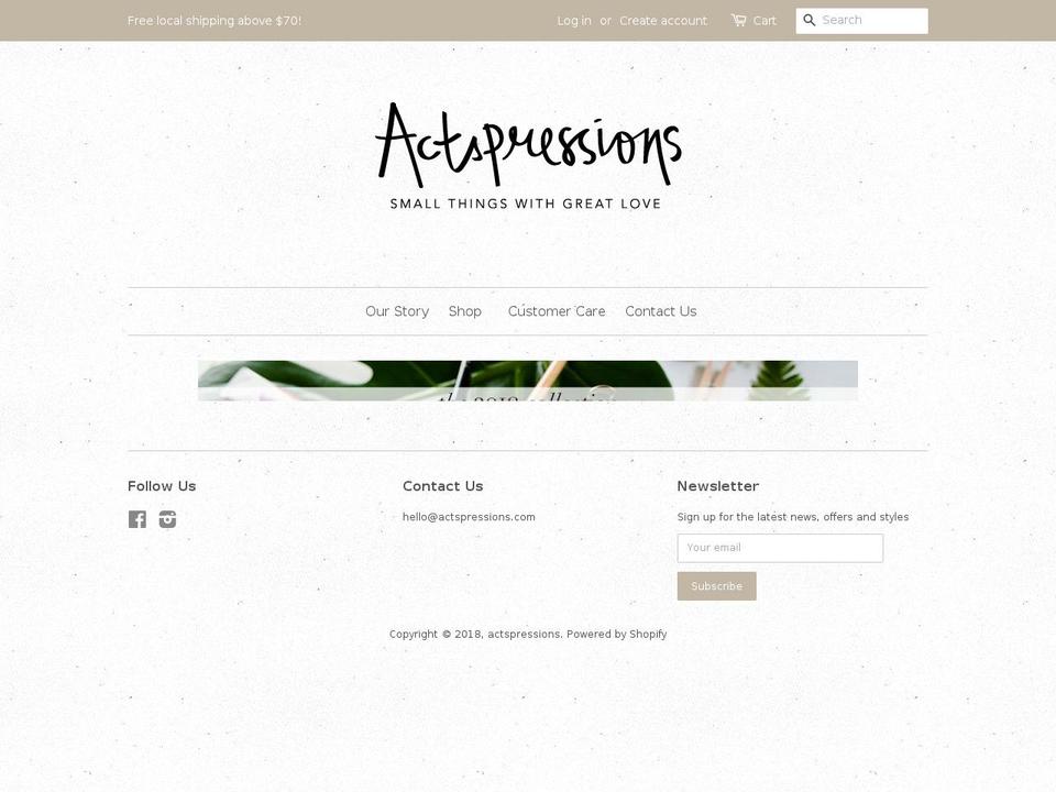 actspressions.com shopify website screenshot