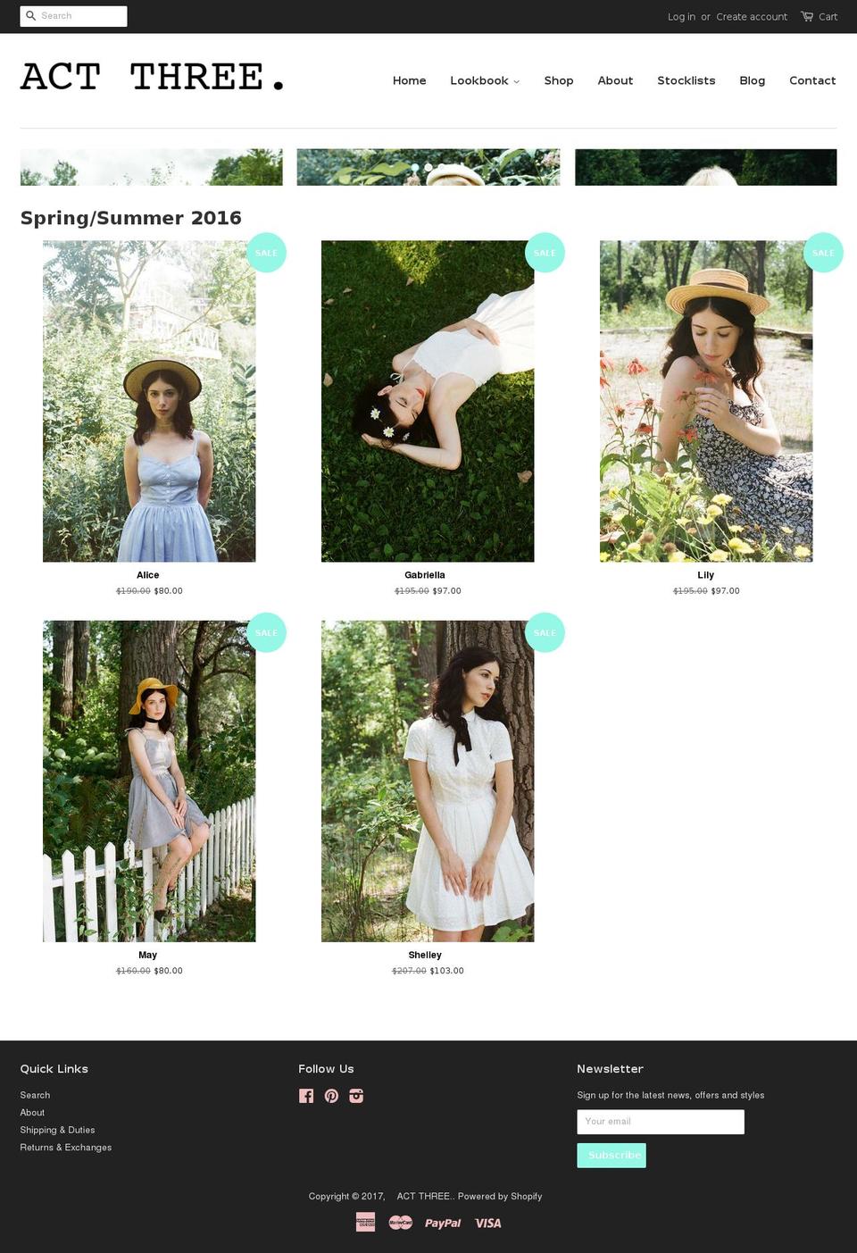 actthreeapparel.com shopify website screenshot