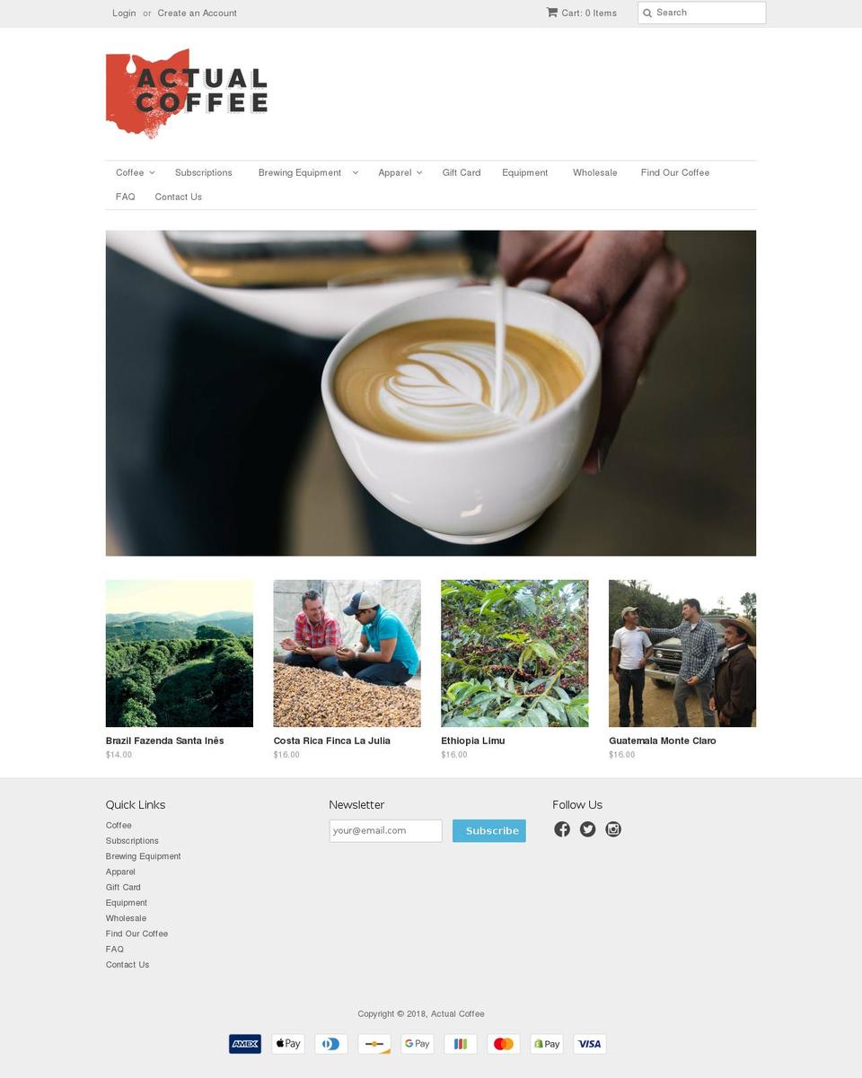 actual.coffee shopify website screenshot