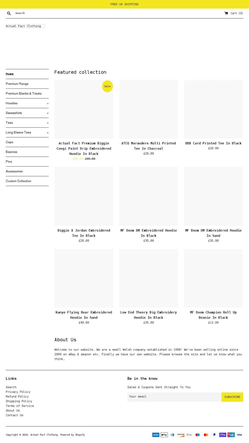 actualfact.co.uk shopify website screenshot